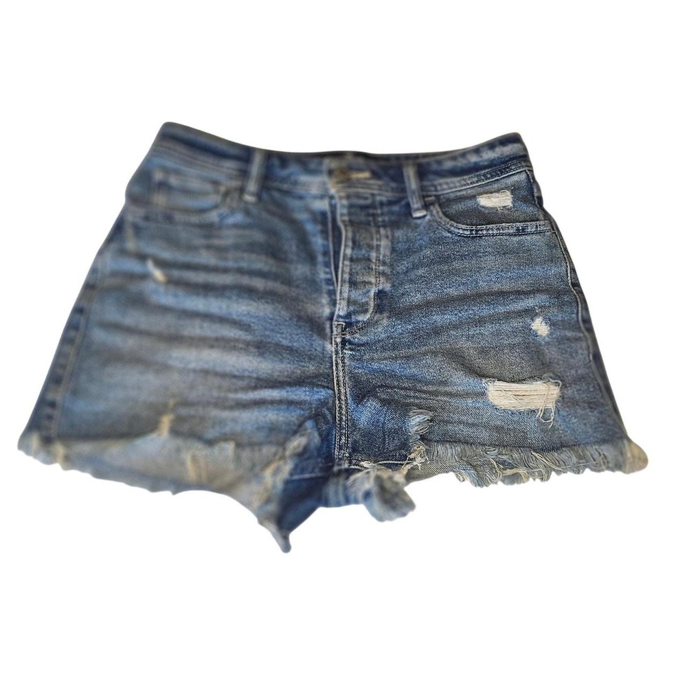 Hollister Women's Ultra High-Rise Button Fly Mom Jean Shorts W25 1 XS Distressed